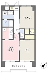 レジデンス奥戸 2DKの間取図画像