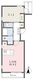 Alivio桜新町 1LDKの間取図画像