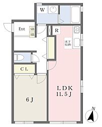 アーバンハイツフジ 1LDKの間取図画像