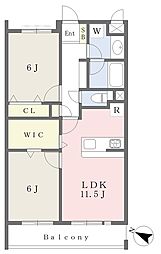 エスペスーラ市野倉 2LDKの間取図画像