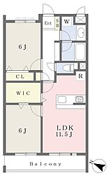 エスペスーラ市野倉 2LDKの間取図画像