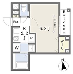 エリタージュ目黒祐天寺 1Kの間取図画像
