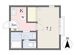 ガルテン碑文谷 1Kの間取図画像
