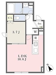 テラス不動前 1LDKの間取図画像