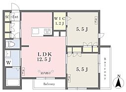 MAISONLUMIERE 2LDKの間取図画像