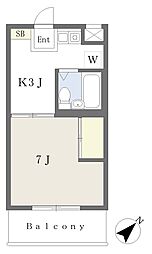 アルベール武蔵野 1Kの間取図画像