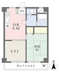 グランダー60ニレイ 2DKの間取図画像