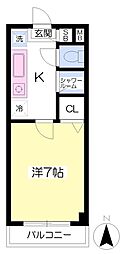 武蔵野ヒルズ 1Kの間取図画像