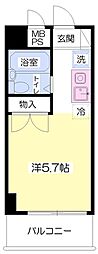 エステート大浦 3階ワンルームの間取り