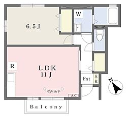 Ｔ−Ｔｈｒｅｅ　Ｂ 1階1LDKの間取り