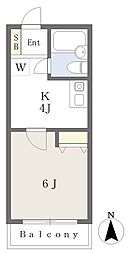 グロブナーハウス八王子II 1階1Kの間取り