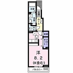 エレガント神谷原 1階ワンルームの間取り