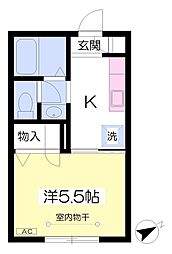 エクセルエイト 1Kの間取図画像