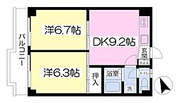 ハイム・ペルレ 2DKの間取図画像
