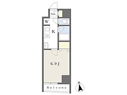 ヴィルネーヴF 1Kの間取図画像