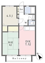コートビレッジ 2DKの間取図画像