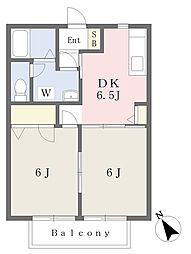 シェル・2 2DKの間取図画像