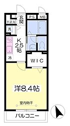 ル・ジャルダン 1Kの間取図画像