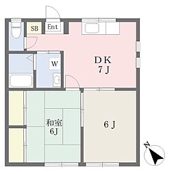 サンジュネス 2DKの間取図画像
