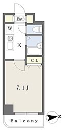 アースリソース壱番館 1Kの間取図画像