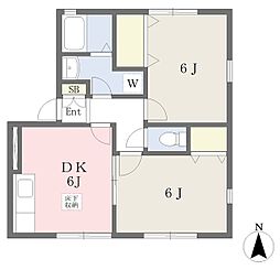 クレスト参番館 2DKの間取図画像