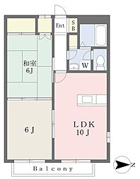 エスポワール・ハイツS 2LDKの間取図画像