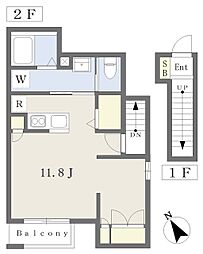 クレストサイド ワンルームの間取図画像