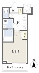 シャトーライフ立川1 1Kの間取図画像