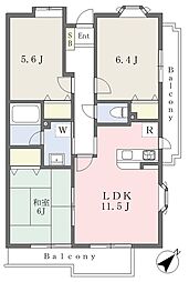 クレセントソシア 3LDKの間取図画像