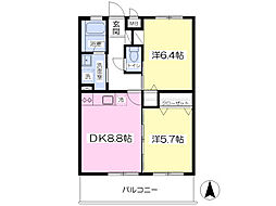 リラクコート 2DKの間取図画像