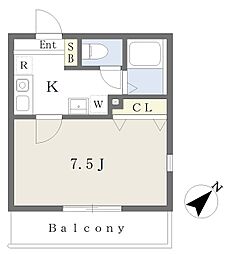 ベルジュハイツ 1Kの間取図画像