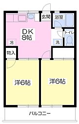 シティハイムノースアイル 2DKの間取図画像