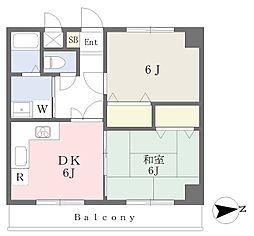 パインルーフ国領 202 2階2DKの間取り