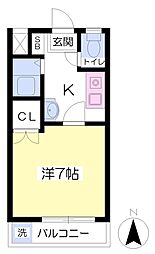 ミケル白百合 1Kの間取図画像