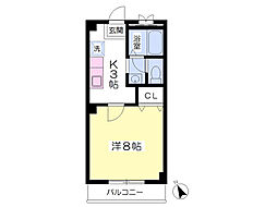 キャピタルサンハイム 1Kの間取図画像