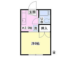 グリーンコーポ菊池B棟 1Kの間取図画像