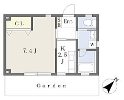 プランドールオカノ 1Kの間取図画像
