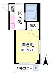 ドミール芦花公園 1Kの間取図画像