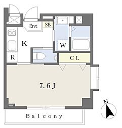 パインルーフ調布 1Kの間取図画像