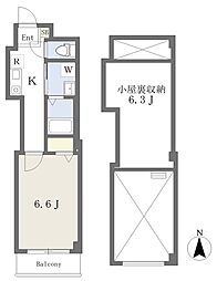 グランディールR1 1Kの間取図画像
