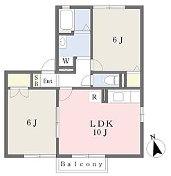 エバーグリーン広瀬F 2LDKの間取図画像