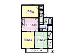 サニーコートNB棟 3DKの間取図画像