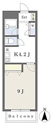 笹本マンション 1Kの間取図画像