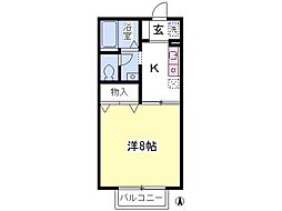 ハイツシムラ 1Kの間取図画像
