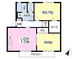 ハイツグレープA 2LDKの間取図画像