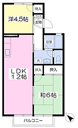 1Mハウス 2LDKの間取図画像