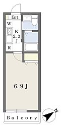 幕張駅前新築アパート 1Kの間取図画像