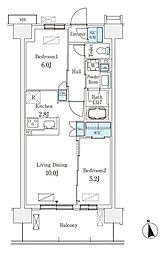 スカイグランデ津田沼 2LDKの間取図画像