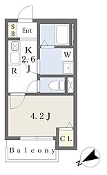 プリムローズヒル 1Kの間取図画像