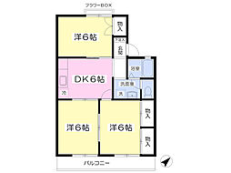 メゾンフローラおゆみ野 3DKの間取図画像